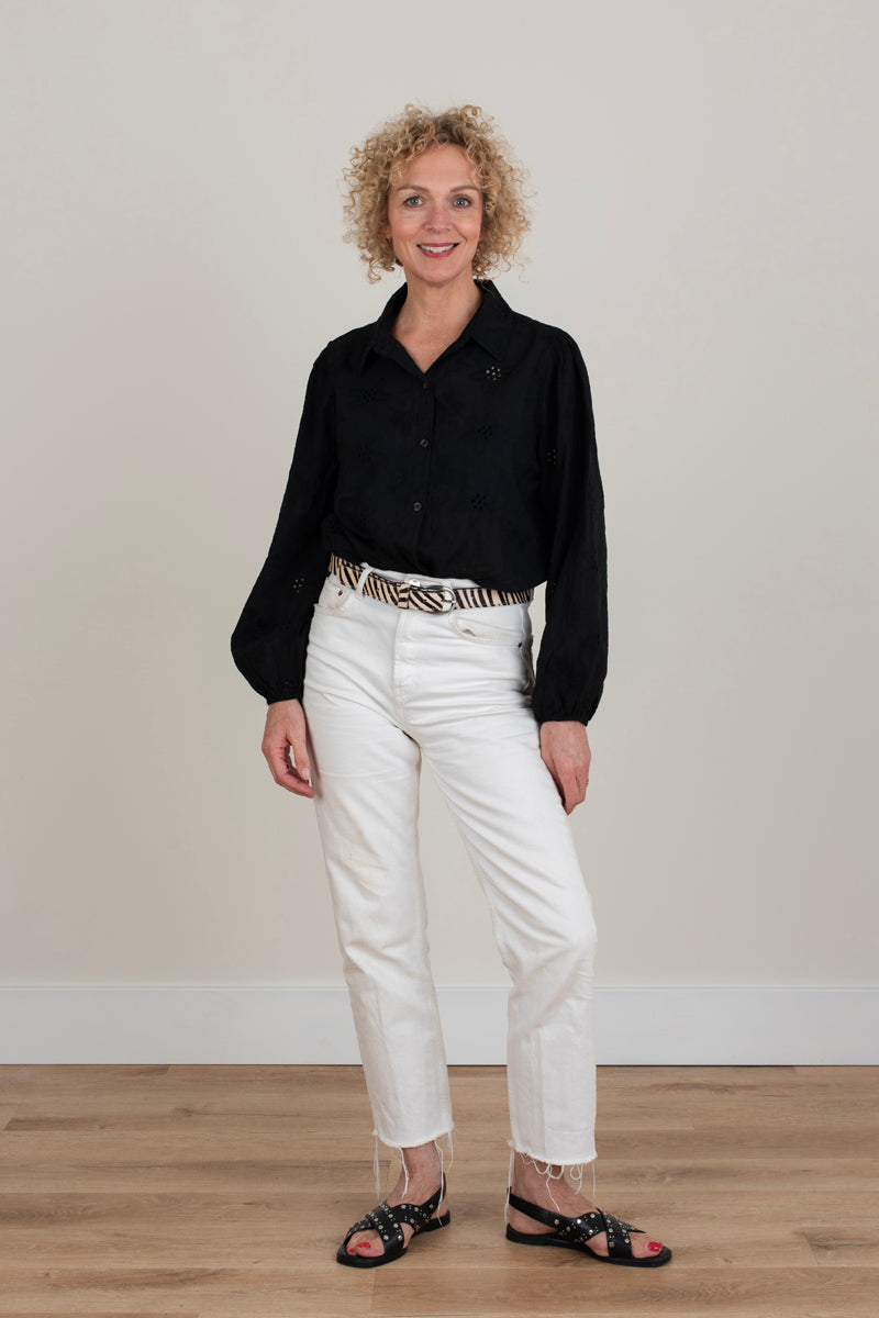 Black Broderie Anglaise Shirt